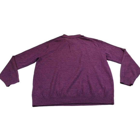 Turnbury 100% Extra Fine Merino Wool Polo Sweater Mens Large Plum Purple Knit - Picture 3 of 13